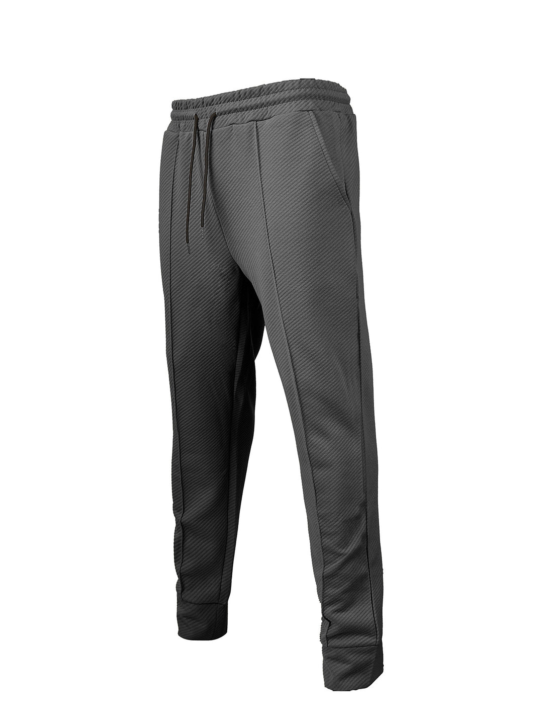 Men's diagonal structured comfort jog pants with pre-shaped inseam and ribbed ankle cuff StylebySassy
