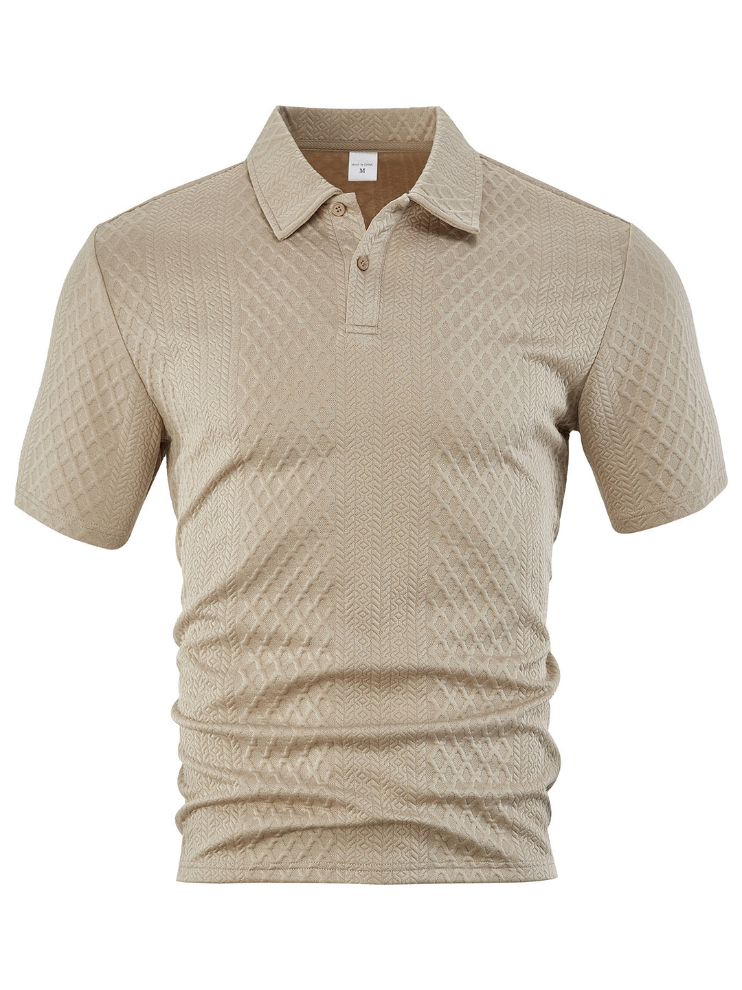 Men's textured jacquard polo shirt short sleeves slim fit with polo collar StylebySassy