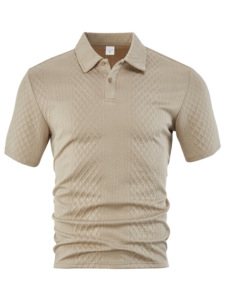 Men's textured jacquard polo shirt short sleeves slim fit with polo collar StylebySassy