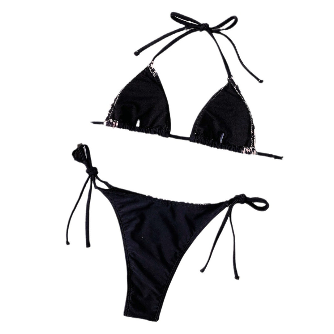Women's triangle bikini with elegant animal print and adjustable ties StylebySassy