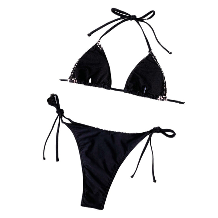 Women's triangle bikini with elegant animal print and adjustable ties StylebySassy