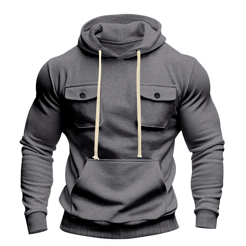 Men's urban hoodie with chest flaps, kangaroo pocket, and athletic fit StylebySassy