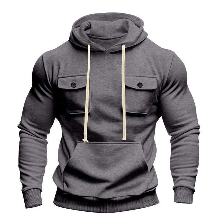 Men's urban hoodie with chest flaps, kangaroo pocket, and athletic fit StylebySassy