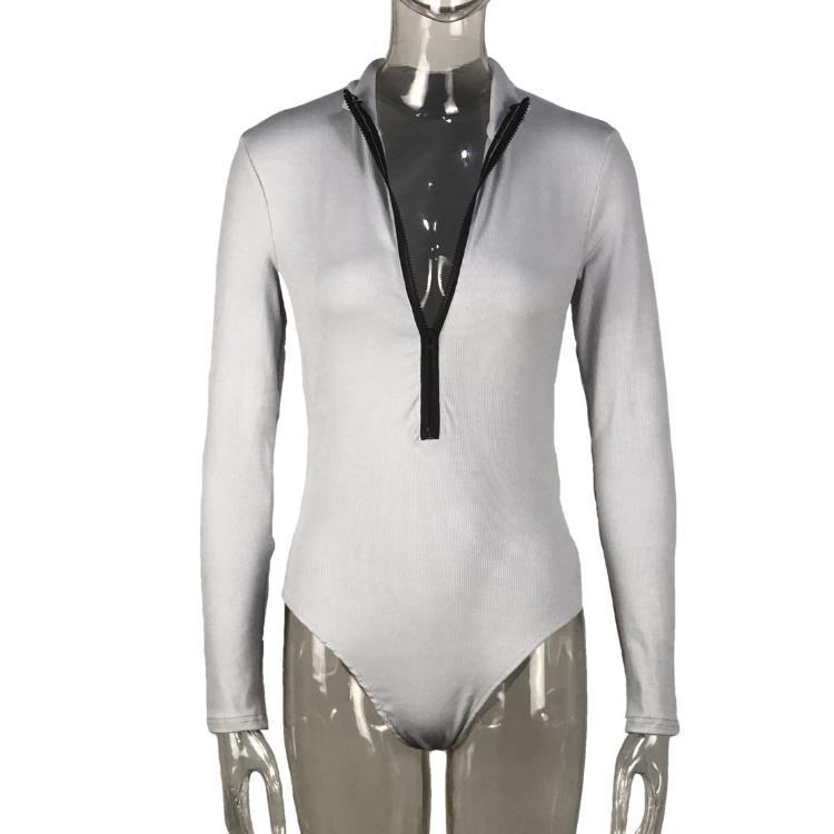 Women Long-sleeved Body with Continuous Zipper StylebySassy