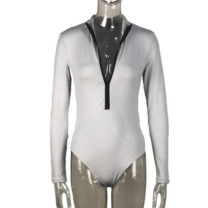 Women Long-sleeved Body with Continuous Zipper StylebySassy