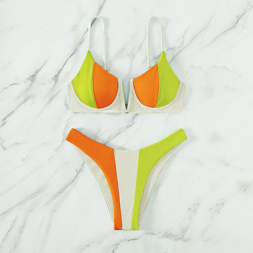 Women's bikini set with trendy color block design and adjustable straps StylebySassy