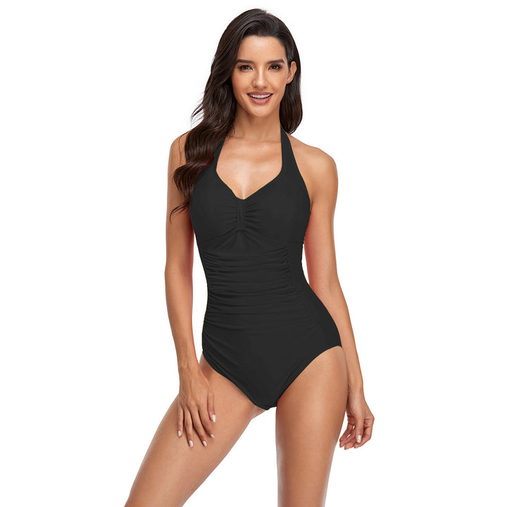 Women's one-piece swimsuit with figure-flattering cut and deep V-neck StylebySassy