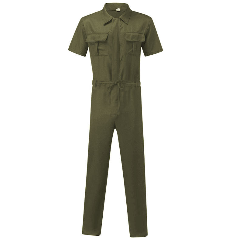 Men's short-sleeved overall work suit with concealed front closure and applied chest pockets StylebySassy
