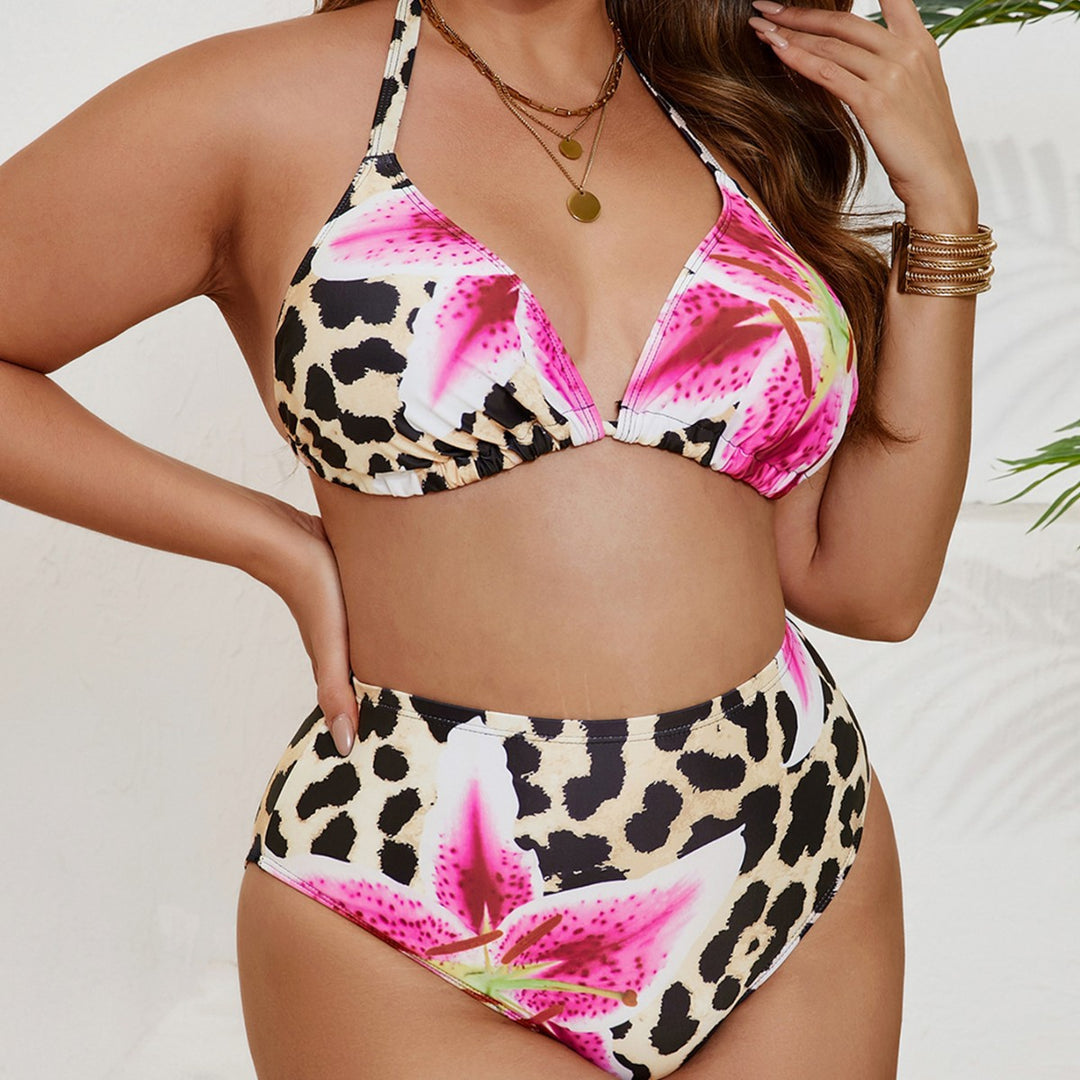 Women's High-Cut Bikini with Floral and Animal Print StylebySassy