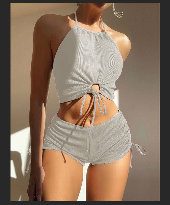 Women's Stylish Swim Top with Innovative Gathering and Adjustable Straps StylebySassy