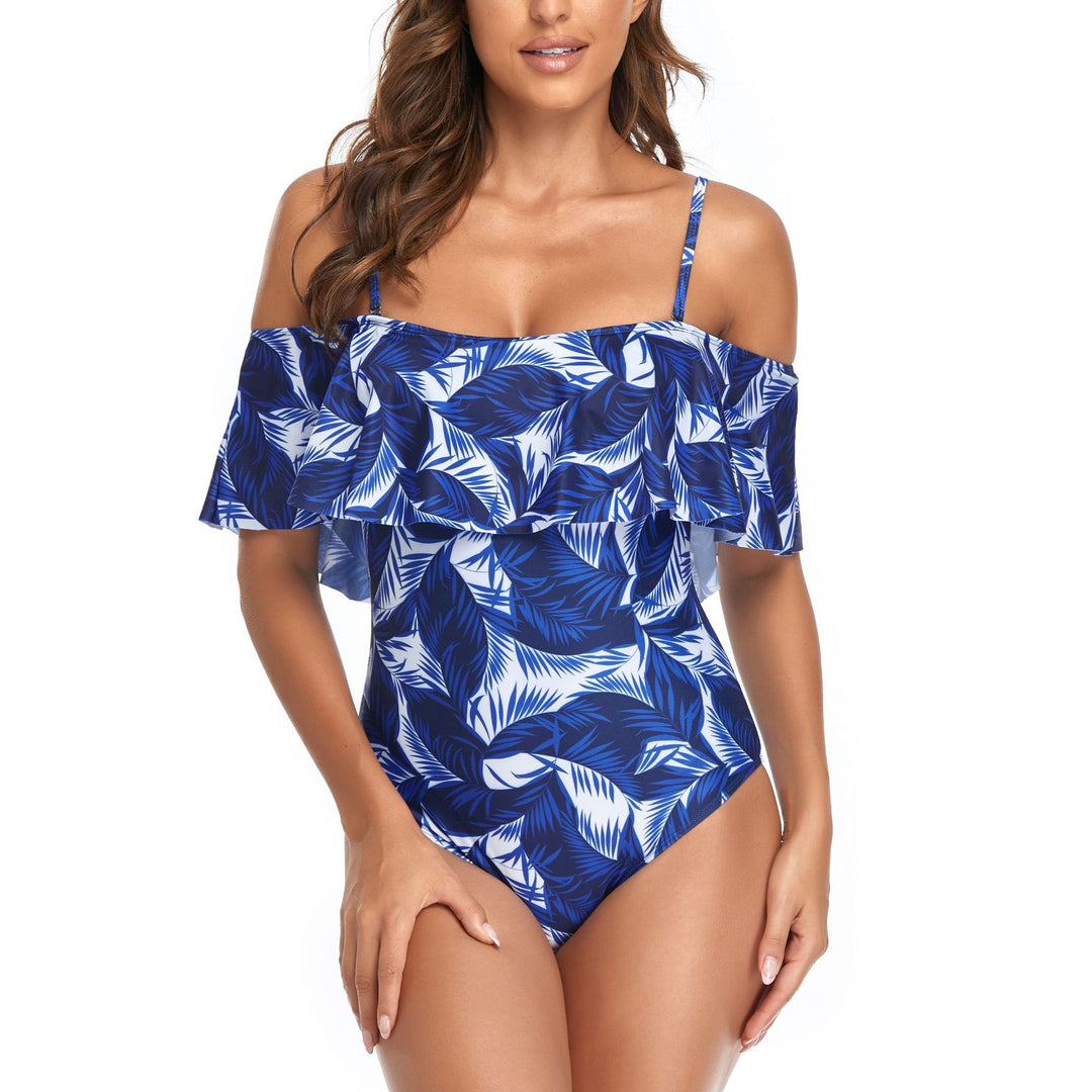 Women's One-Piece Swimsuit with Ruffle Details and Floral Pattern StylebySassy