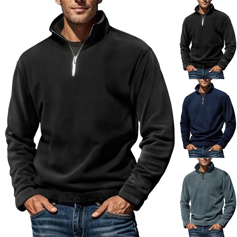 Men's Nano Fleece Half-Zip Pullover with Stand-Up Collar and Ribbed Cuffs StylebySassy