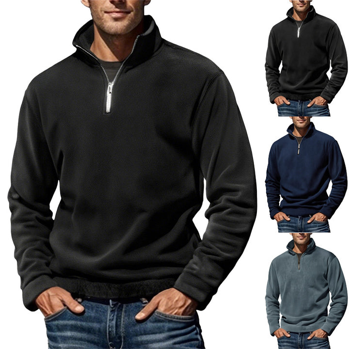 Men's Nano Fleece Half-Zip Pullover with Stand-Up Collar and Ribbed Cuffs StylebySassy