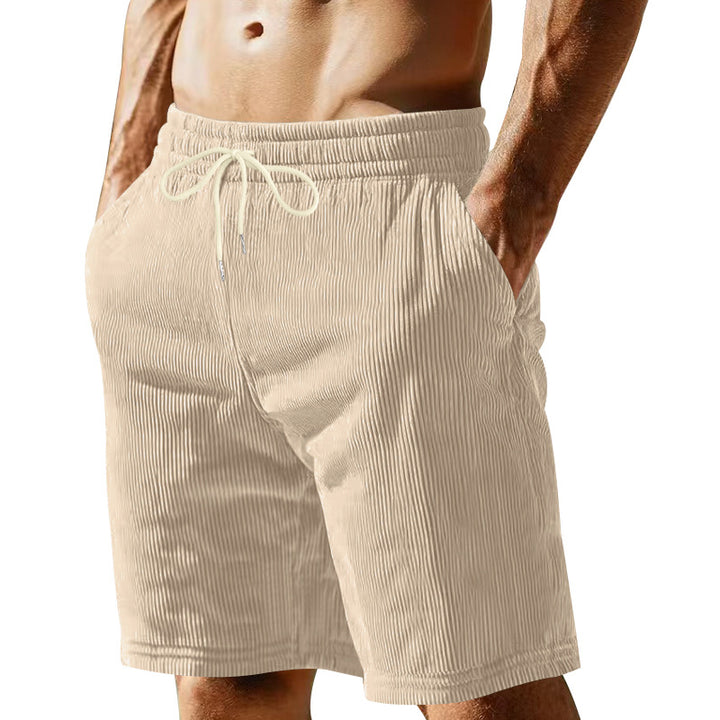 Men's knee-length Bermuda shorts with elastic waistband, drawstring, and side pockets StylebySassy
