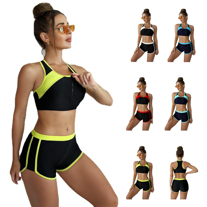 Women's Athletic Two-Piece with Zipper and Breathable Mesh Design StylebySassy