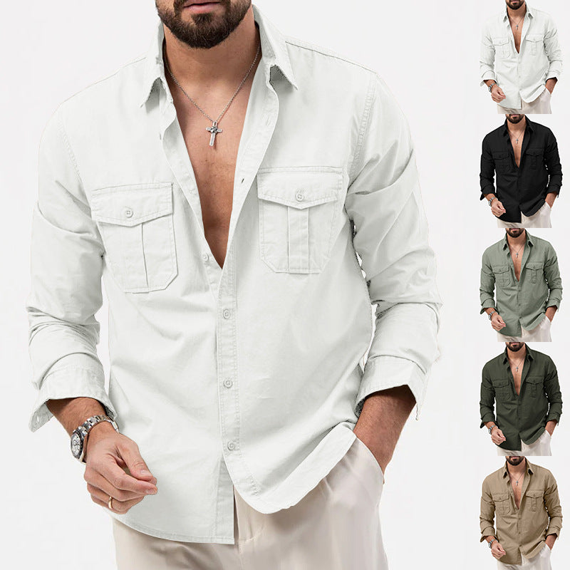 Men's narrow fit casual shirt with chest pockets and Kent collar StylebySassy