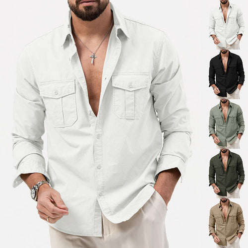 Men's narrow fit casual shirt with chest pockets and Kent collar StylebySassy