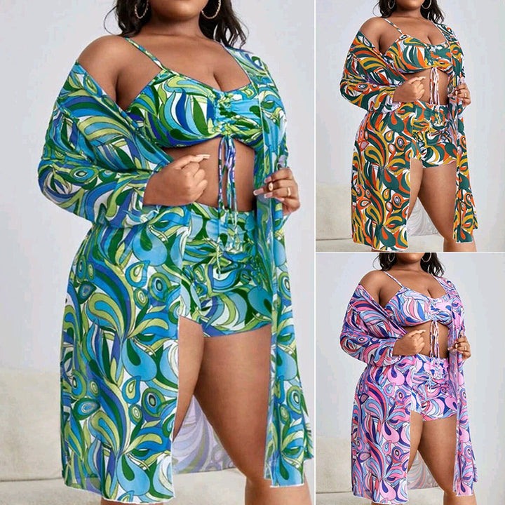 Women Two-Piece Swim Set with Sheer Cover-Up StylebySassy