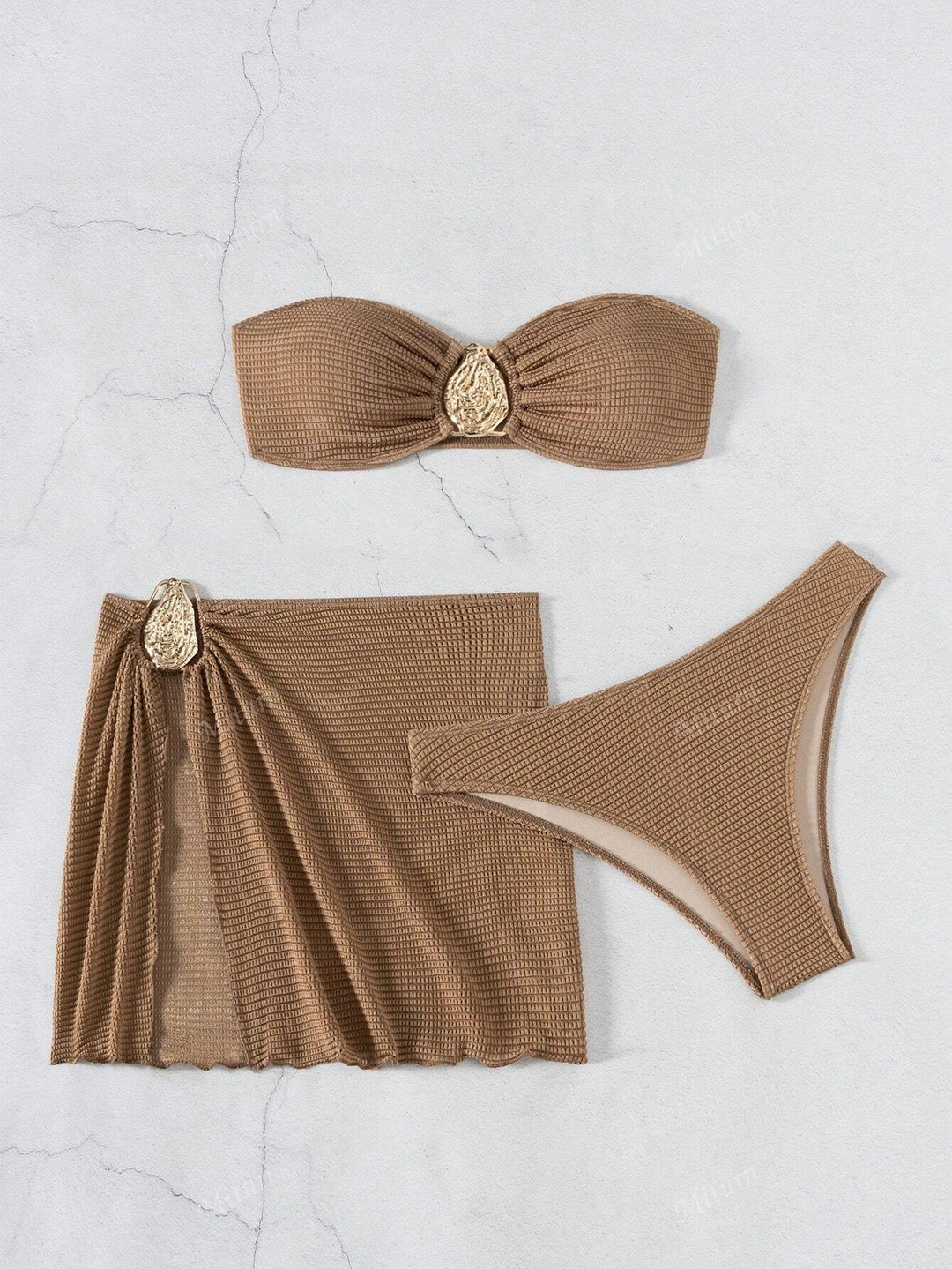 Women's bandeau bikini set with decorative wrap skirt StylebySassy