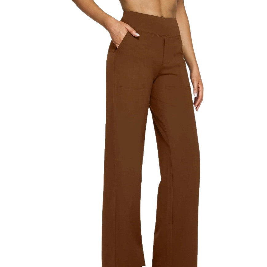Women's flowing high-waist pants with extra wide leg, elastic comfort waistband and side pockets StylebySassy