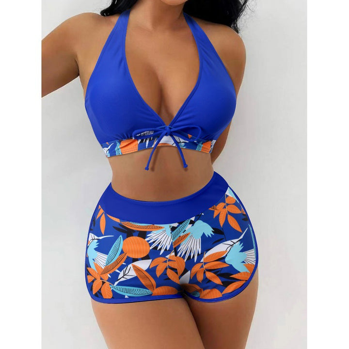 Women High-neck Bikini with Playful Floral Pattern StylebySassy
