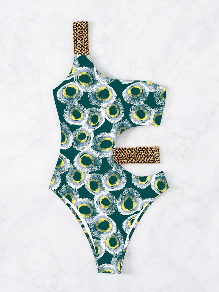 Women One-Piece Designer Swimsuit with Asymmetrical Cut and Fashionable Straps StylebySassy