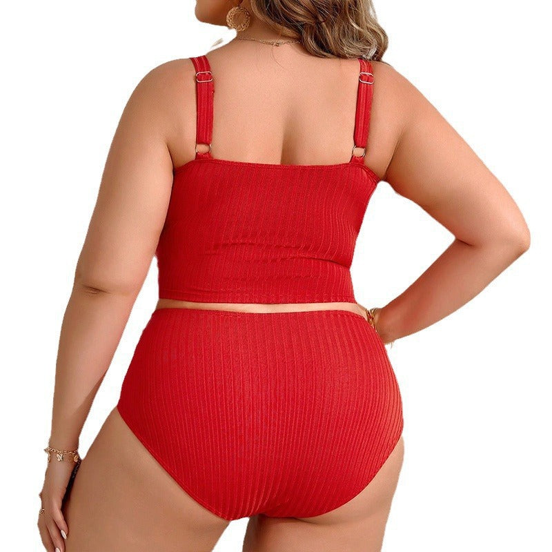 Women's Crop Top Bikini Set with Elegant Ribbed Design StylebySassy