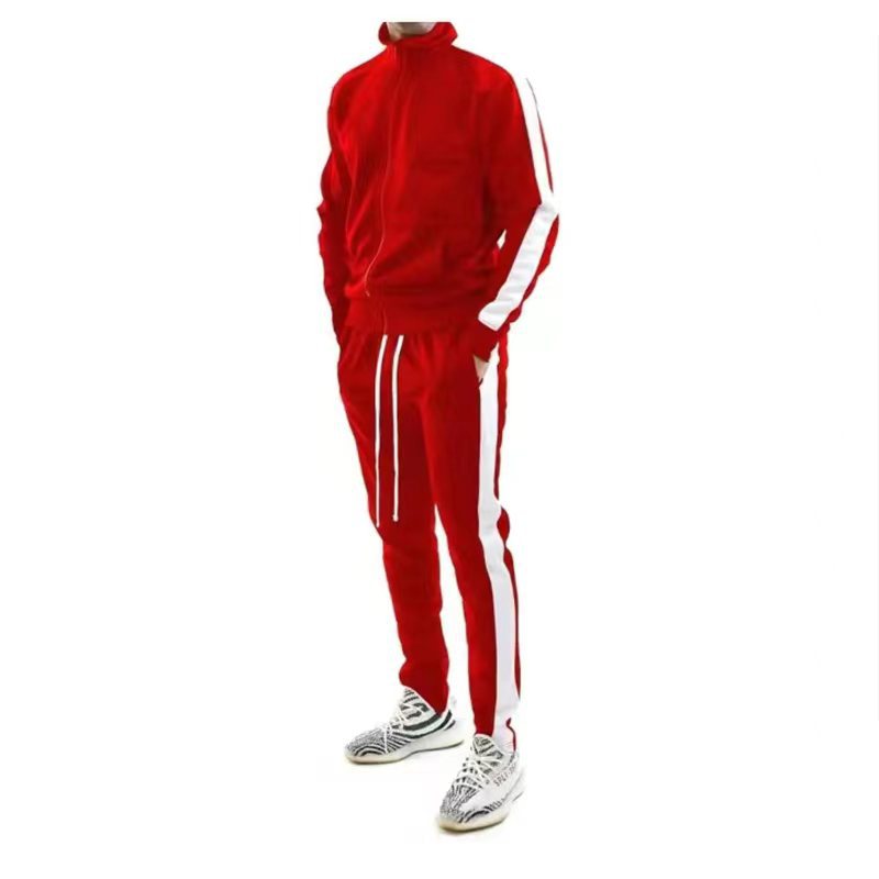 Men's slim training set with stand-up collar, zip jacket and fitted drawstring jogger StylebySassy