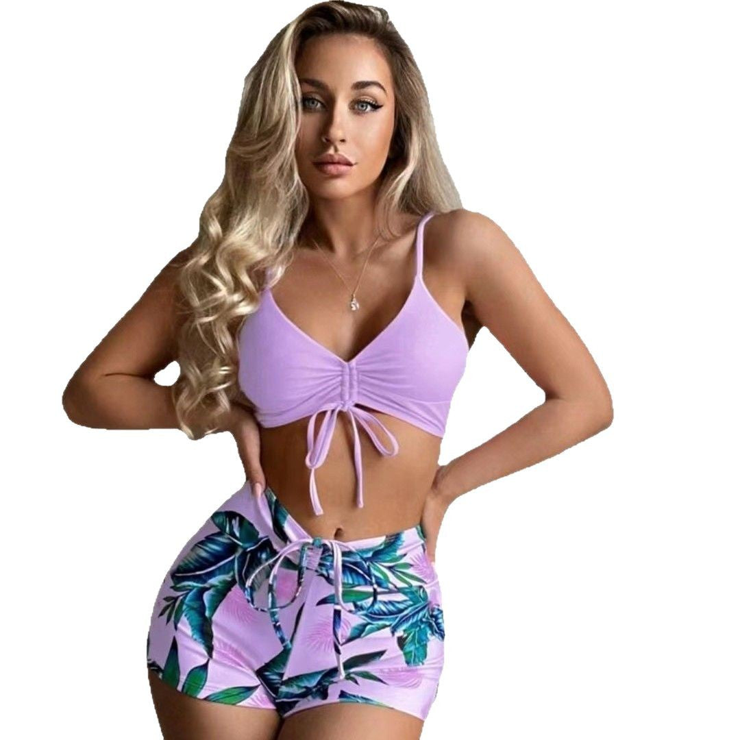 Women's Two-Piece Swimsuit with High Waist and Ruched Crop Top StylebySassy