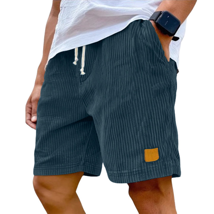 Men's fine corduroy shorts with elastic drawstring waistband, drawstring and deep side pockets StylebySassy