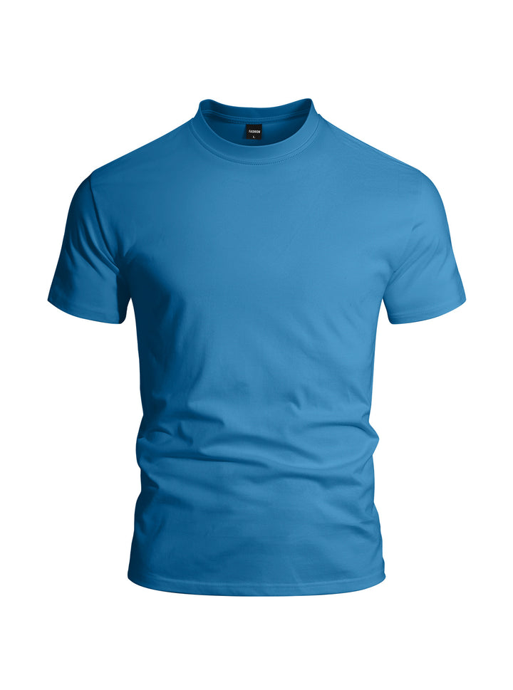 Men's close-fitting round neck basic shirt made of single jersey with reinforced neckband StylebySassy