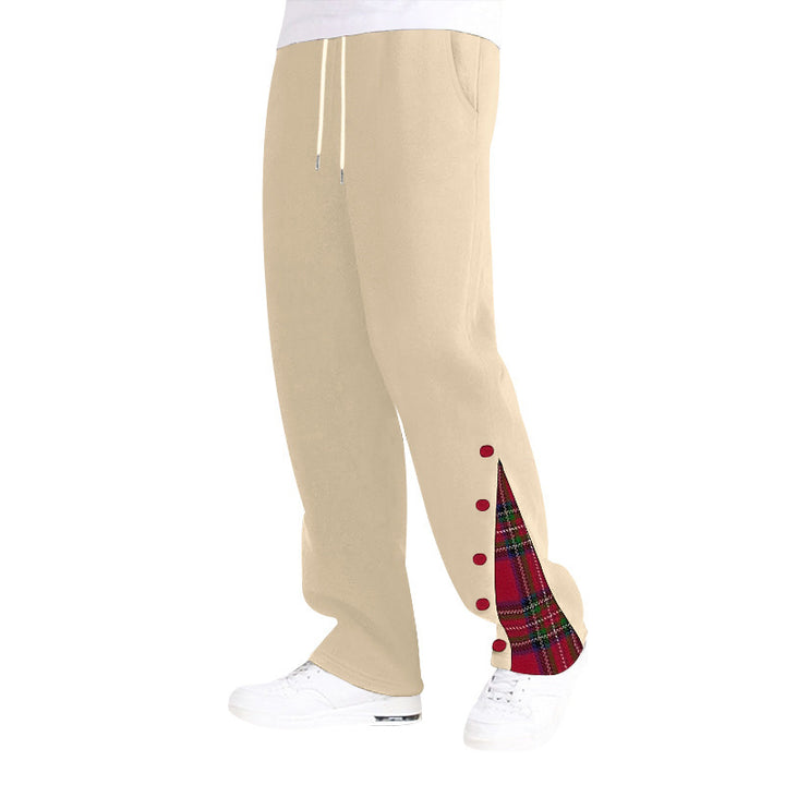 Unisex wide Relax joggers with side snap button placket and checkered insert StylebySassy