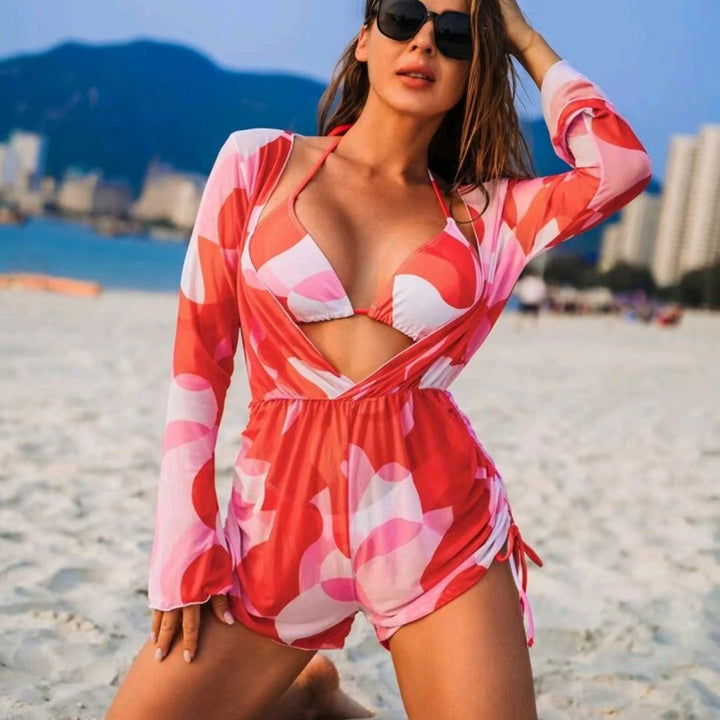 Women's beach outfit with airy tunic and bikini StylebySassy