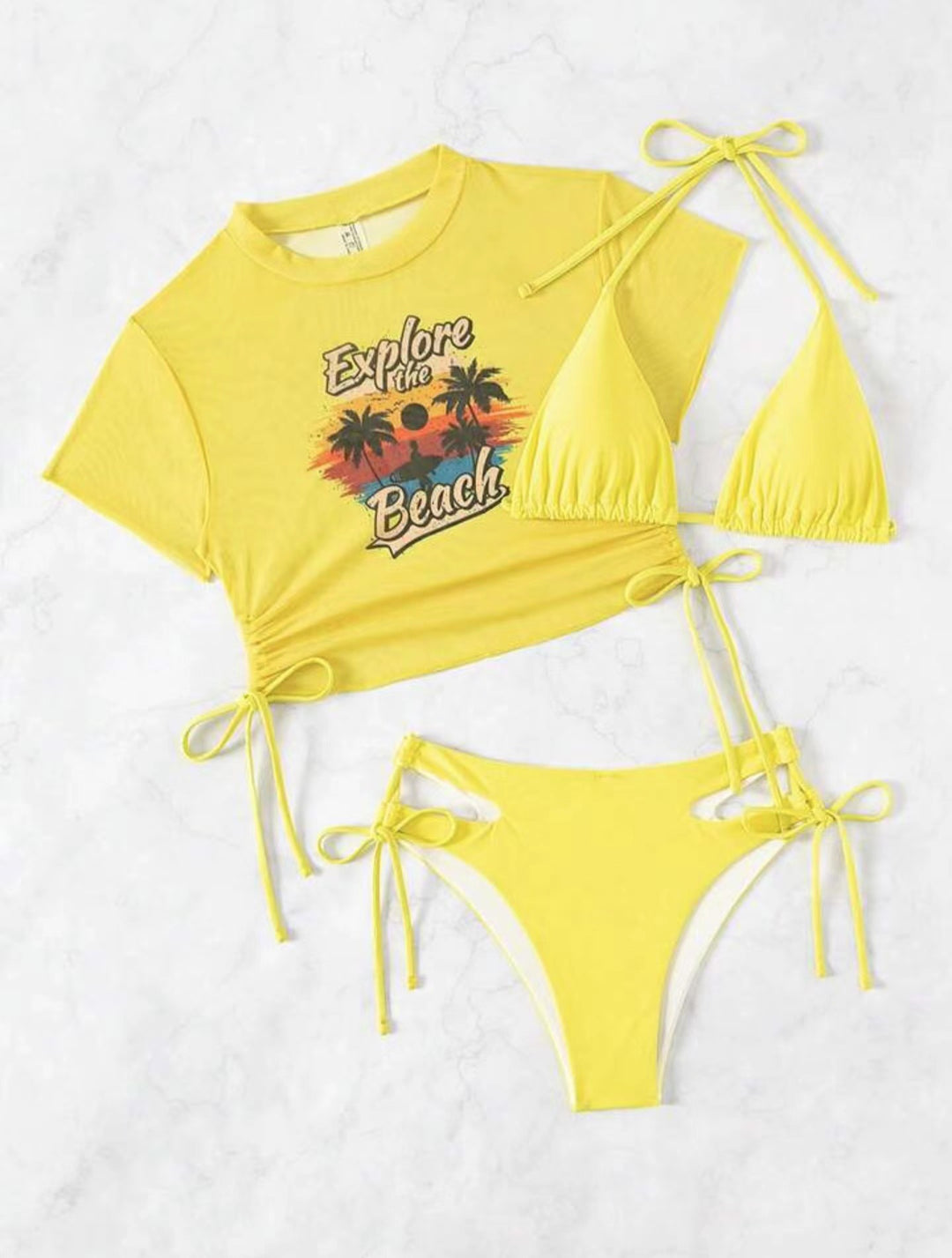 Women's Set with Crop Top and Triangle Bikini StylebySassy