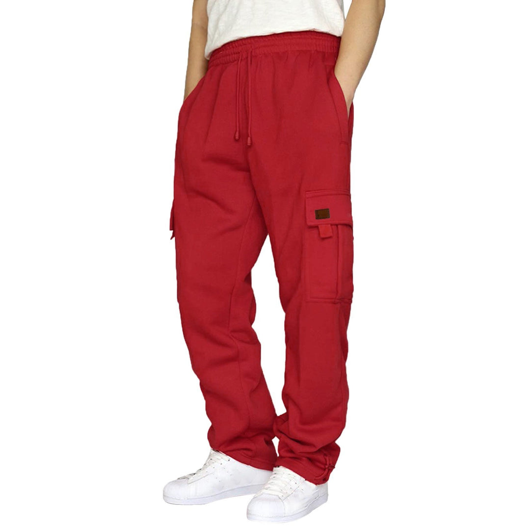 Men's tapered sweat cargo pants with elastic waistband, drawstring, and flap pockets StylebySassy