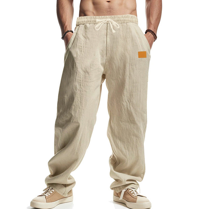 Men's Casual Linen Pants with Elastic Waistband and Generous Side Pockets StylebySassy