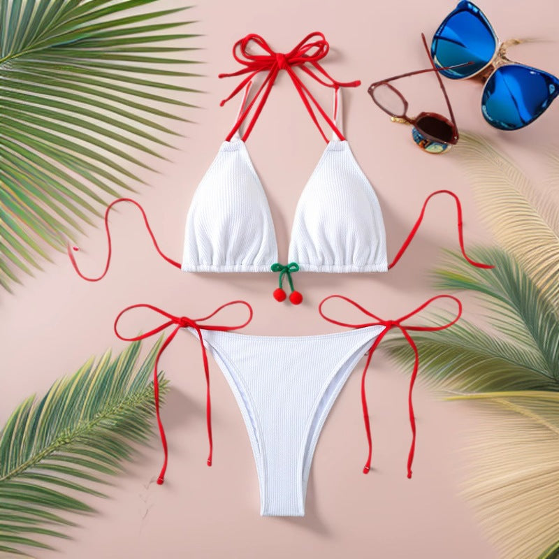 Women's Triangle Bikini Set with Playful Knot Design StylebySassy