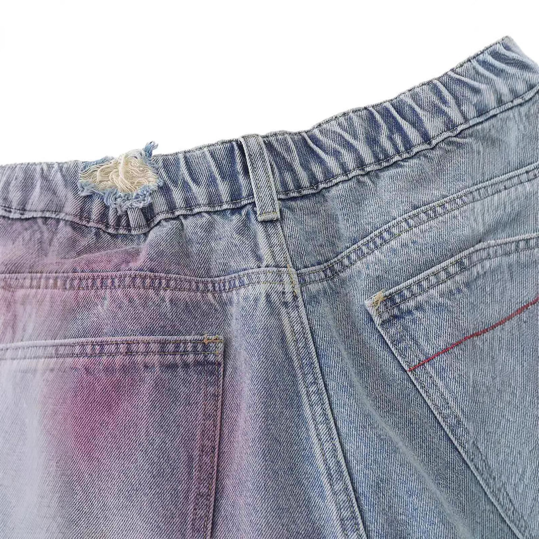 Women's Trendy Denim Shorts with Unique Graffiti and Destroyed Details StylebySassy