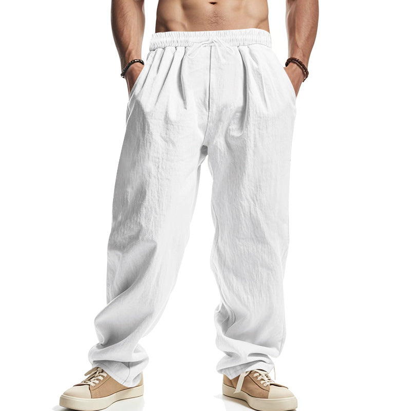 Men's loose leisure pants with elastic waistband, drawstring, and deep side pockets StylebySassy