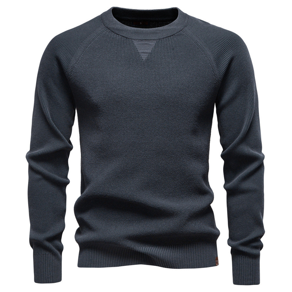 Men's medium thickness textured knit sweater with raglan sleeves and ribbed cuffs StylebySassy
