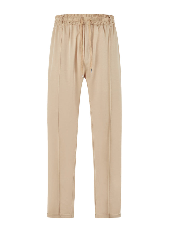 Ladies nan elegant jersey pants with creases, drawstring waistband, and narrow leg fit StylebySassy