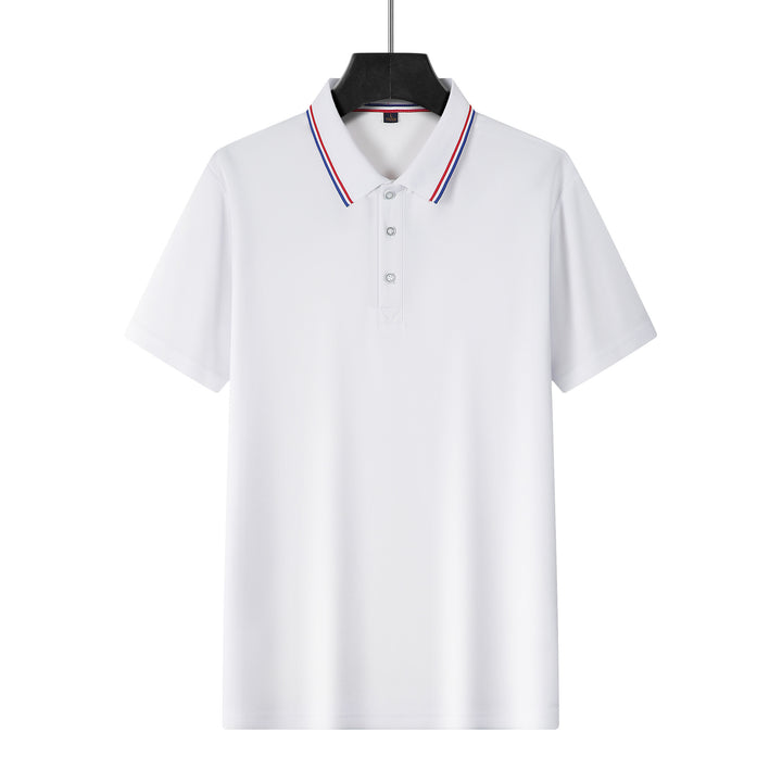 Men's breathable piqué polo with contrast stripes on the collar StylebySassy