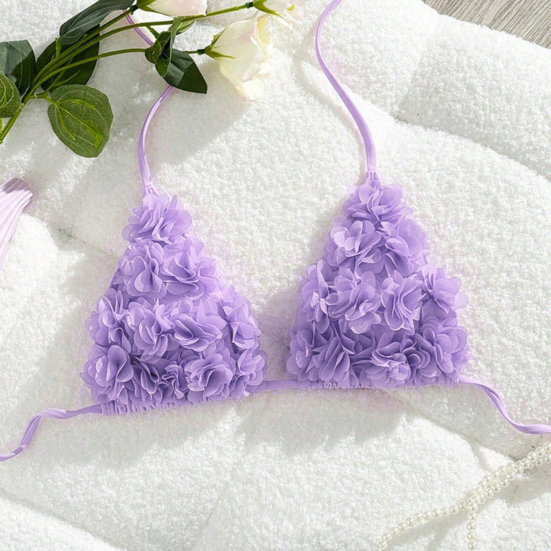 Women's bikini top with floral 3D appliqués StylebySassy