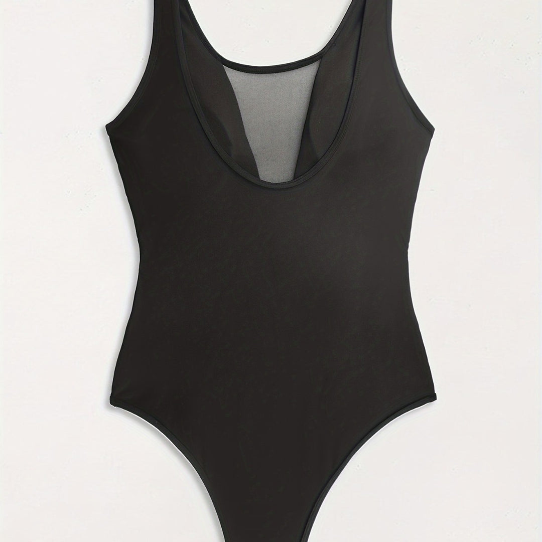 Women High-neck Monokini with Transparent Mesh Details StylebySassy
