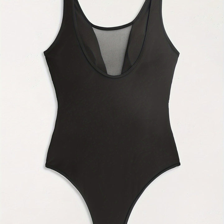 Women High-neck Monokini with Transparent Mesh Details StylebySassy
