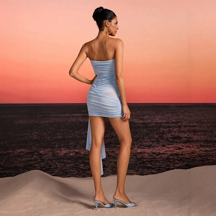 Ladies mini designer dress with sophisticated draping StylebySassy