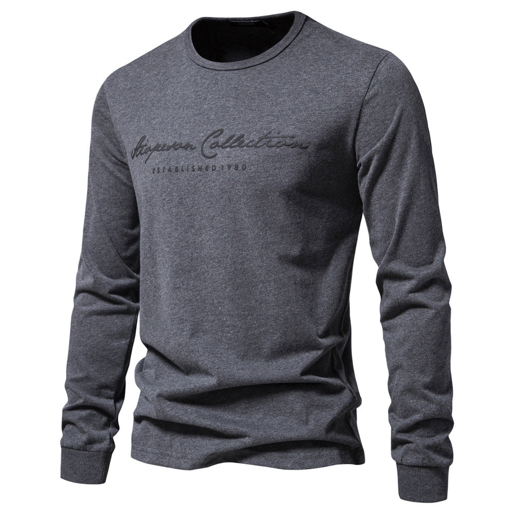 Men's Nano Minimalist Round Neck Sweatshirt Made of Cotton Blend with Ribbed Cuffs StylebySassy