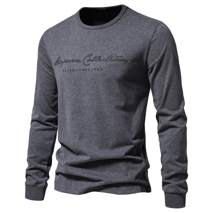 Men's Nano Minimalist Round Neck Sweatshirt Made of Cotton Blend with Ribbed Cuffs StylebySassy