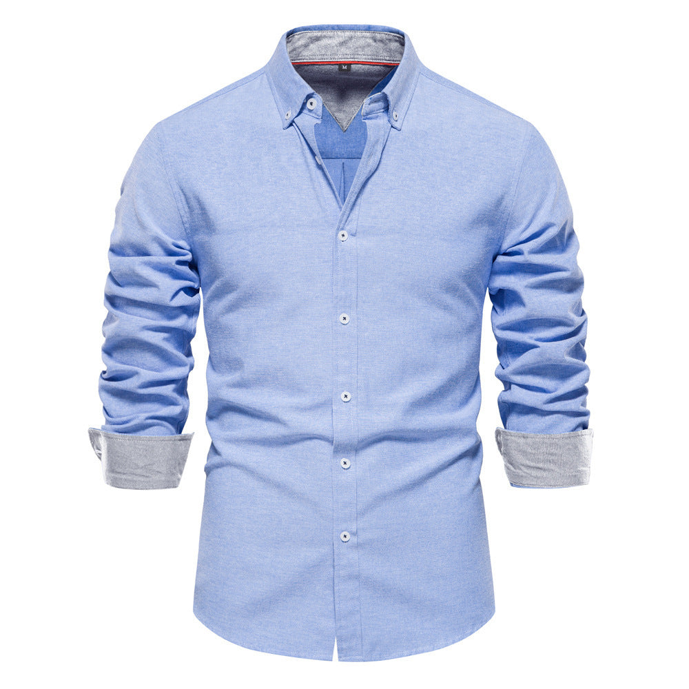 Men's elegant long-sleeve shirt made of Oxford fabric with a Kent collar and cuffed sleeves StylebySassy