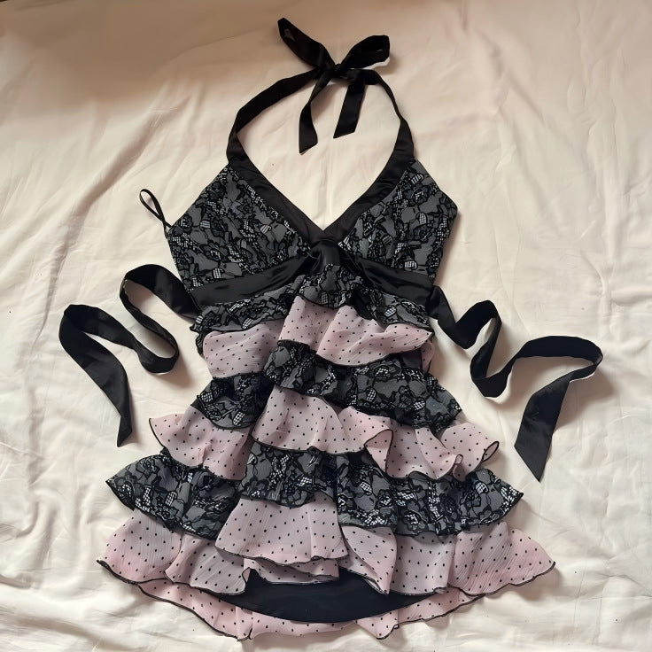Women's Ruffle Dress with Lace Top StylebySassy